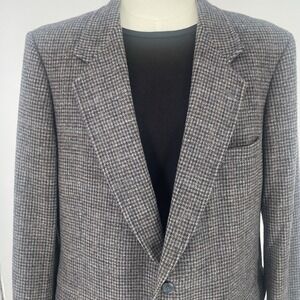 Arnie Palmer‎ Gray Houndstooth Wool & Lambswool Blazer Sports Coat Mens 44R